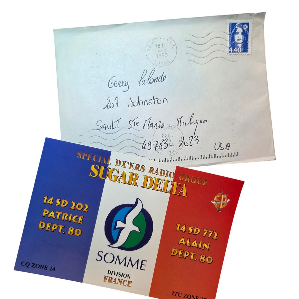 1999 Sugar Delta France QSL Card Patrice 14 SD 202 Somme Ham Radio DX